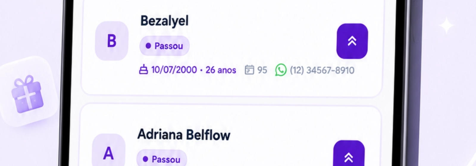 Lista de aniversariantes no Belflow